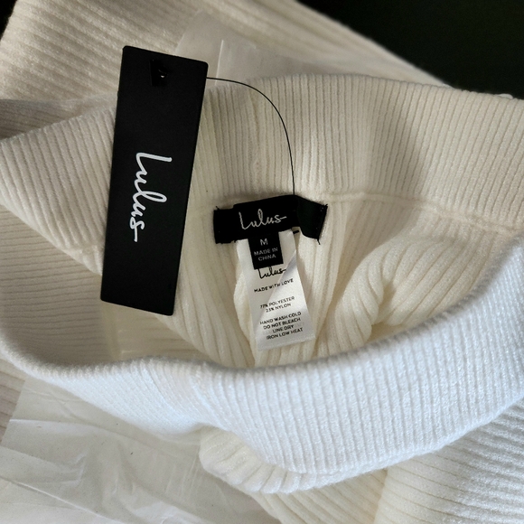 Lulus Sweater Pants - Cabincire BRAND NEW Ivory Ribbed Knit High Rise Wide Leg - Picture 6 of 11